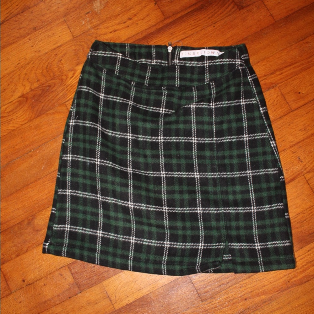 Green and White Mini Pencil Skirt